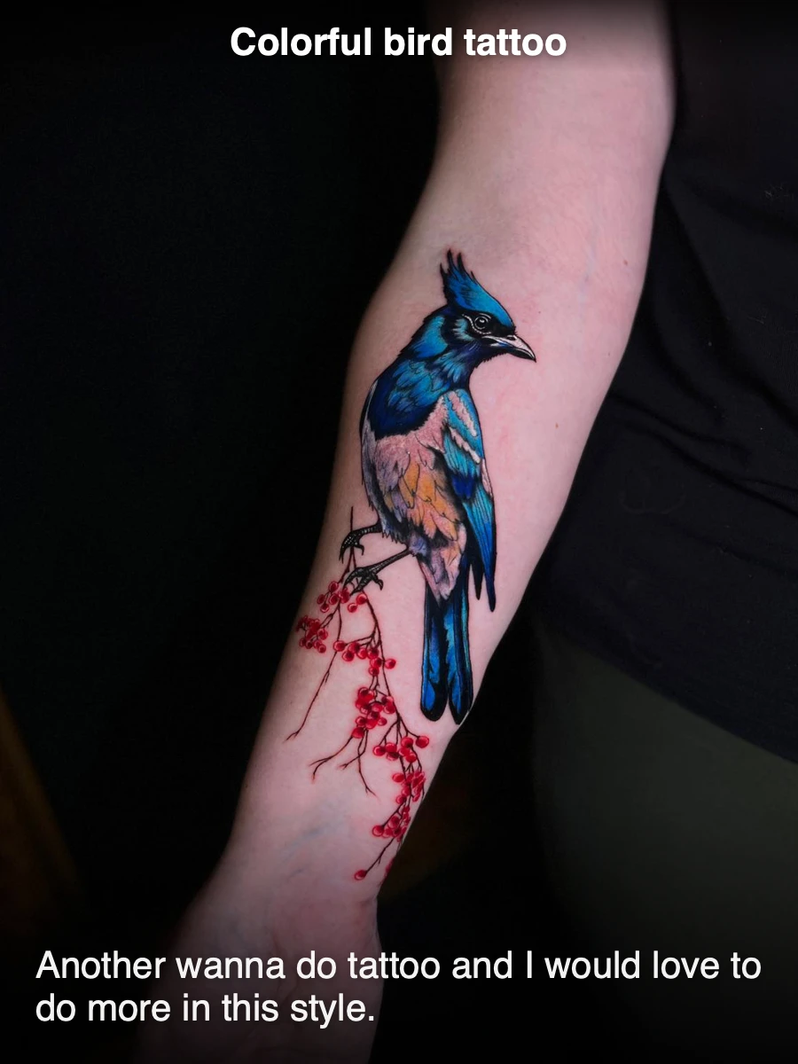 Colorful bird tattoo — Encipen RoyalRat