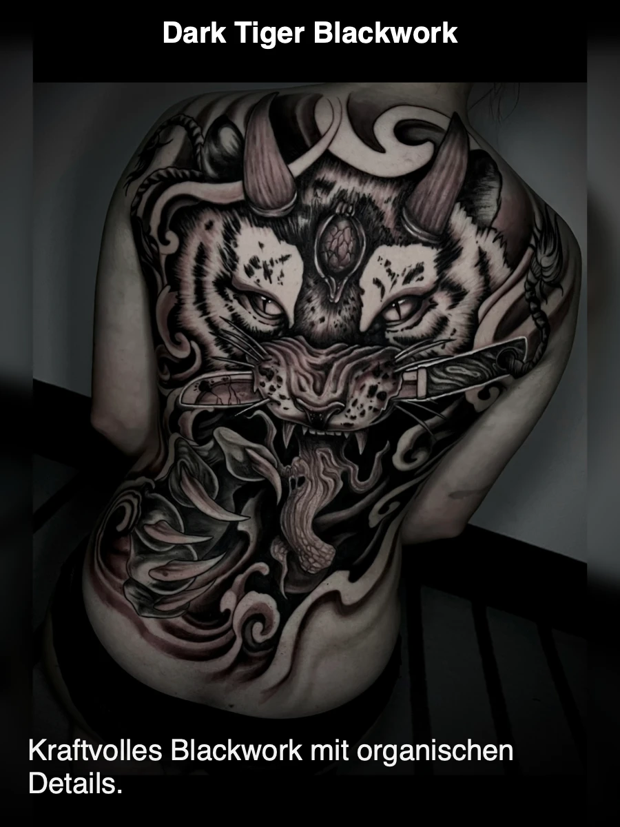 Dark Tiger Blackwork — Francia David Tattoo