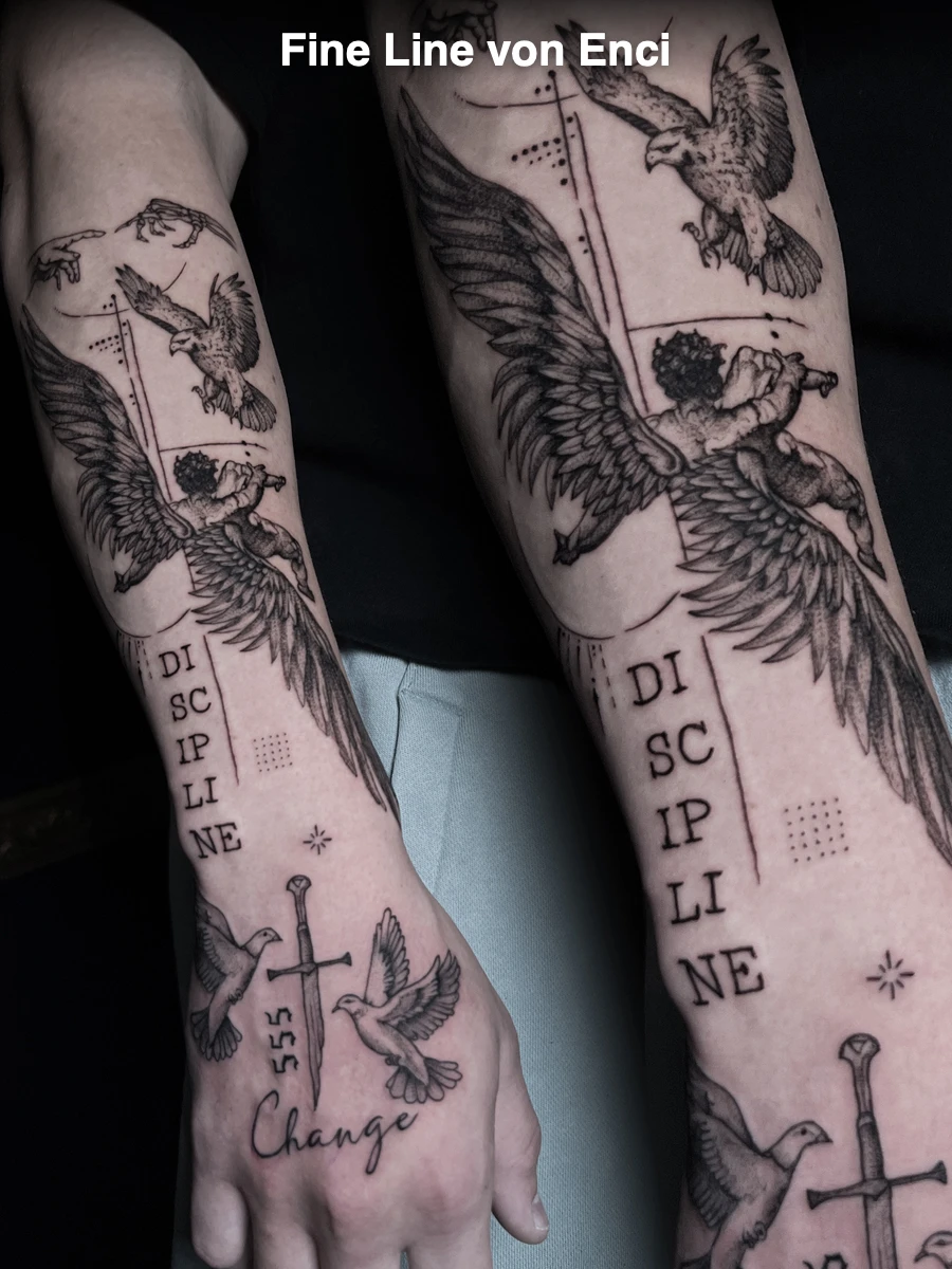 Fine Line von Enci — Royal Rat Tattoo Studio